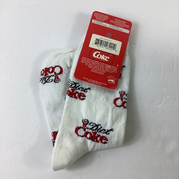 Vintage Made In USA Diet Coke Socks size 9-11 NOS Crew Socks - Picture 2 of 6